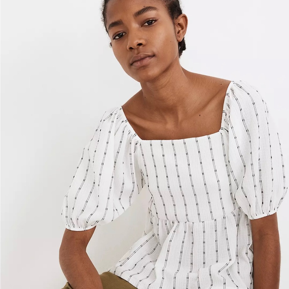 Like New Madewell Puff-Sleeve Empire Top (never worn), Ivory, Size L